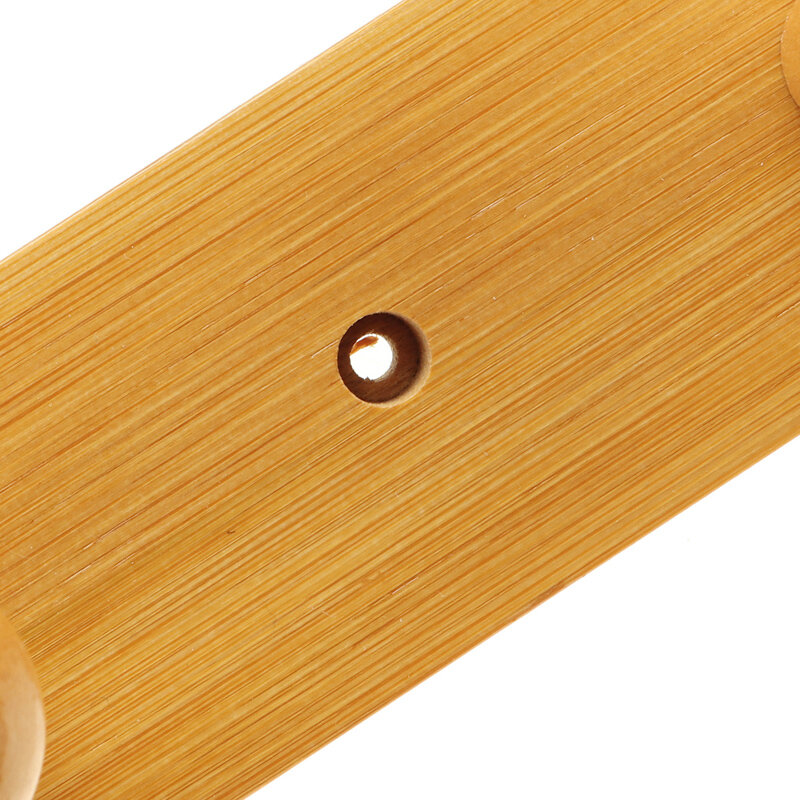 Wall-mounted Clothes Hook Natural Bamboo Coat Hanger Home Key Bag Storage Shelf - Coffee 6 Hooks