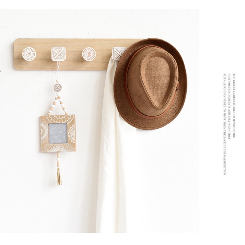 Nordic Wood Coat Hanger Wall Hook Home Decorative Clothes Hangers Key Holder Wall Mounted Coat Rack Key Hanger Wall Shelf - 3 Ho