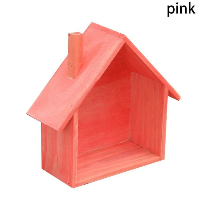 Creative Wood Storage Rack Wooden House Type Living Room Decoration Wall Hook - Blue