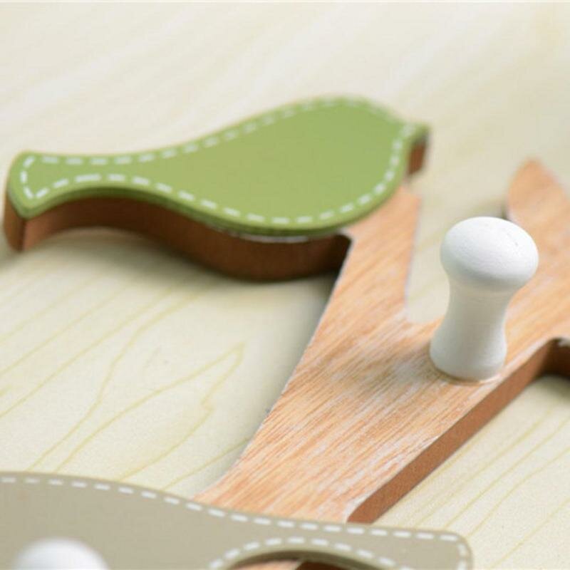 1PC European Retro Style Hanger Organizer DIY Simple Green Bird Wooden Tool Hook - Yellow &amp; Blue