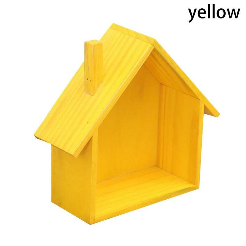 Creative Wood Storage Rack Wooden House Type Living Room Decoration Wall Hook - Blue