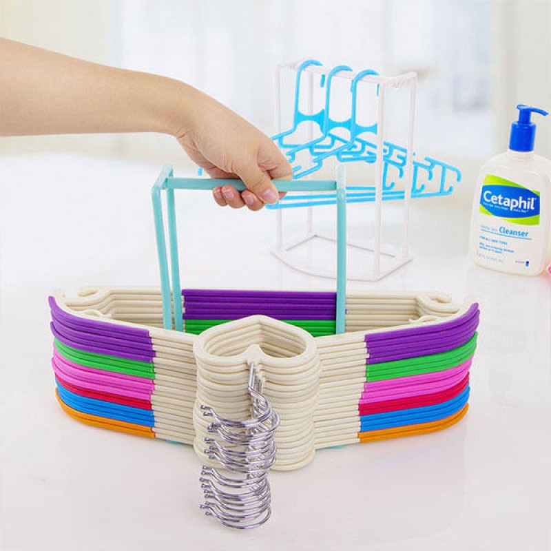 Creative Clothes Hanger Storage Rack Multifunctional Clothespin Oraganizer Holder - Green