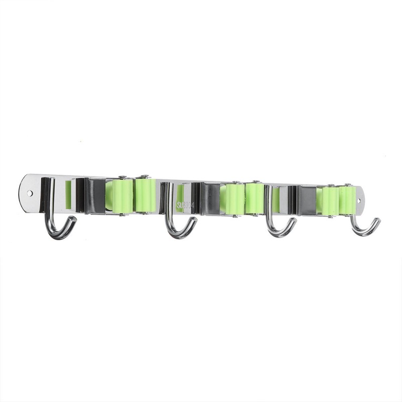 Wall Mounted Shelf Storage Holder Stainless Steel Mop Brush Mops Hanger Holder with Hook - #02