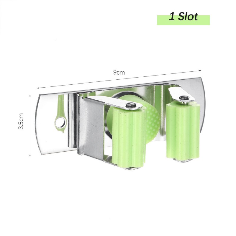 Wall Mounted Shelf Storage Holder Stainless Steel Mop Brush Mops Hanger Holder with Hook - #02