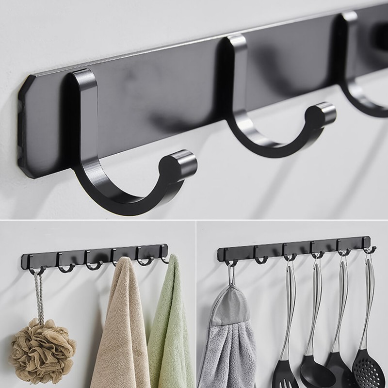 Black Space Aluminum Hook Wall Mount Hook Hanger C...