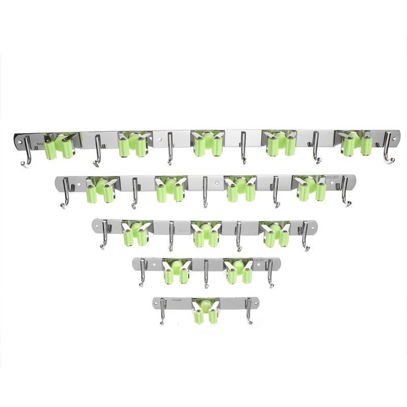 Wall Mounted Shelf Storage Holder Stainless Steel Mop Brush Mops Hanger Holder with Hook - #02