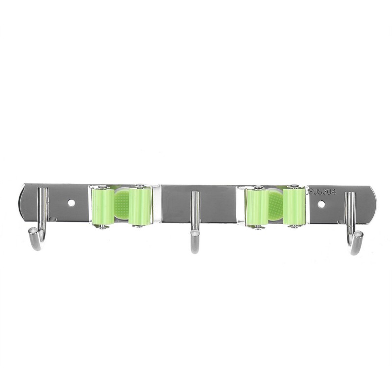 Wall Mounted Shelf Storage Holder Stainless Steel Mop Brush Mops Hanger Holder with Hook - #02