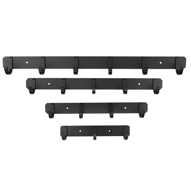 Black Space Aluminum Hook Wall Mount Hook Hanger Coat Towel Hat Clothes Rack - 4 Hooks