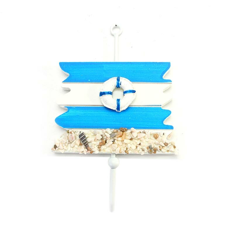 KC-WH04 Nautical Wood Hook Wall Mount Mediterranean Bedroom Bathroom Hat Key Door Hanger - 4