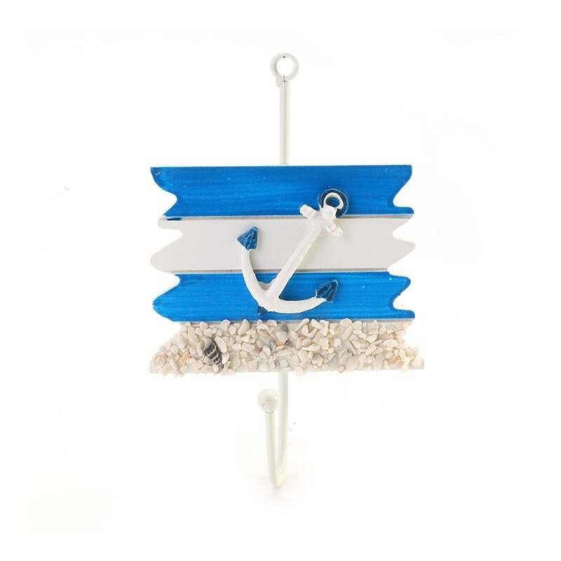 KC-WH04 Nautical Wood Hook Wall Mount Mediterranean Bedroom Bathroom Hat Key Door Hanger - 4