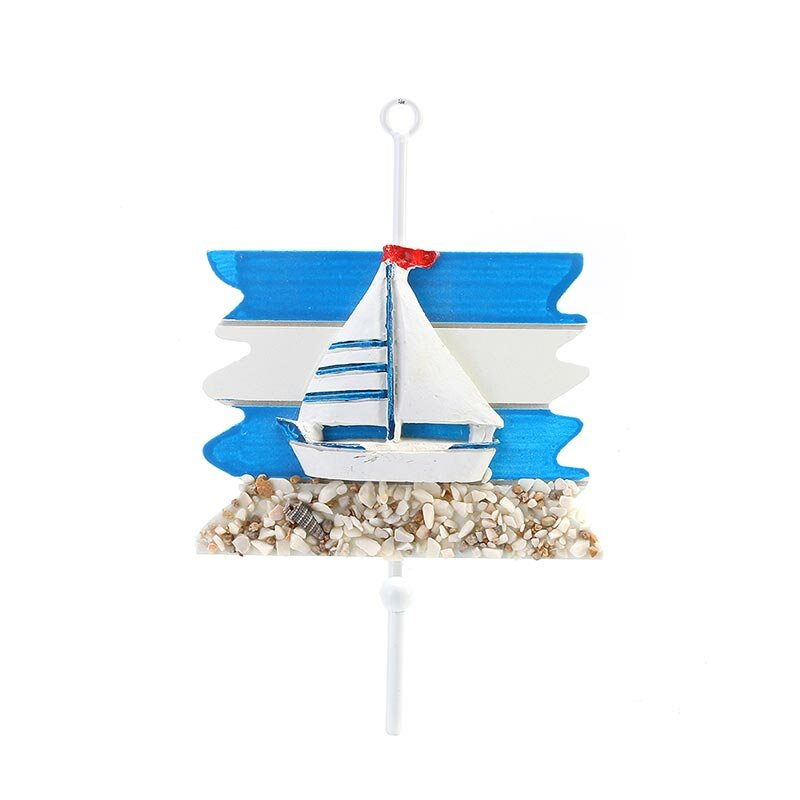 KC-WH04 Nautical Wood Hook Wall Mount Mediterranean Bedroom Bathroom Hat Key Door Hanger - 4