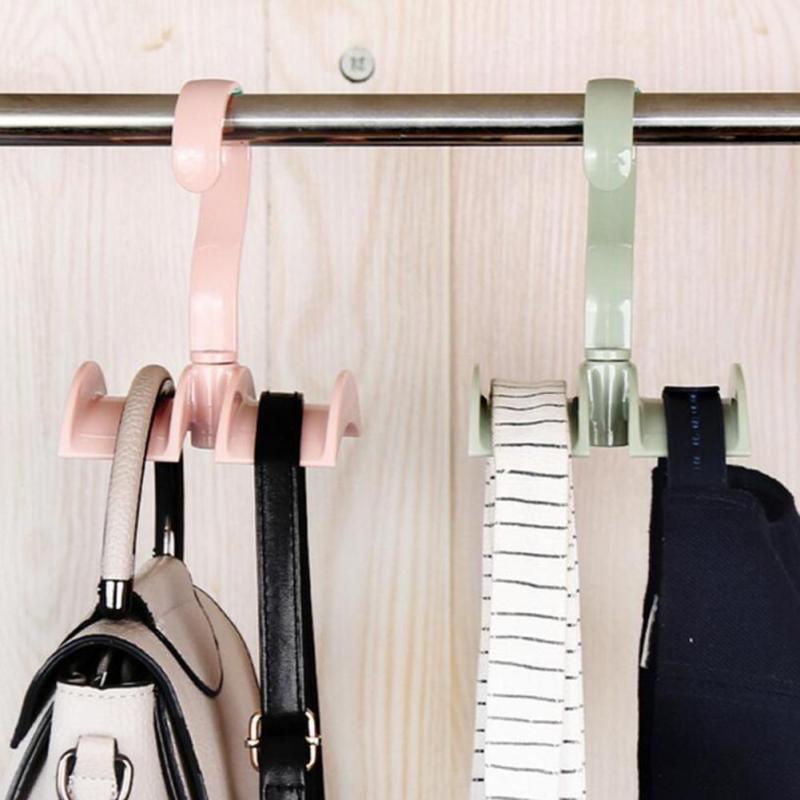Rotated Storage Rack Bag Hanger Plastic Clothes Rack Creative Tie Closet Hanger Wardrobe Organizer - Green