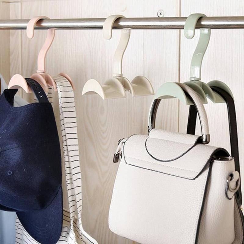 Rotated Storage Rack Bag Hanger Plastic Clothes Rack Creative Tie Closet Hanger Wardrobe Organizer - Green