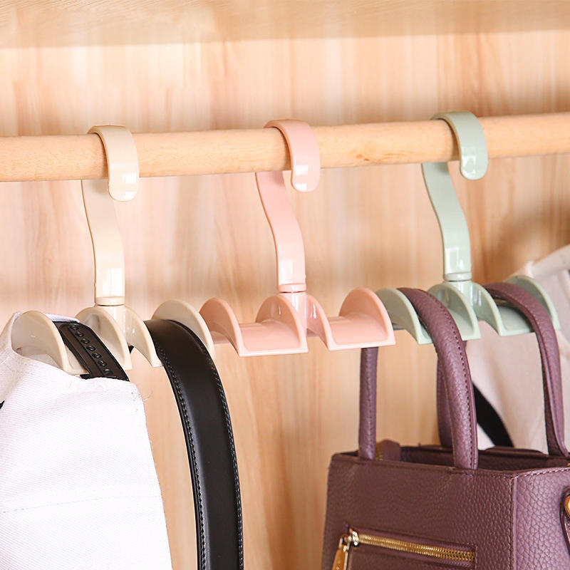 Rotated Storage Rack Bag Hanger Plastic Clothes Rack Creative Tie Closet Hanger Wardrobe Organizer - Green
