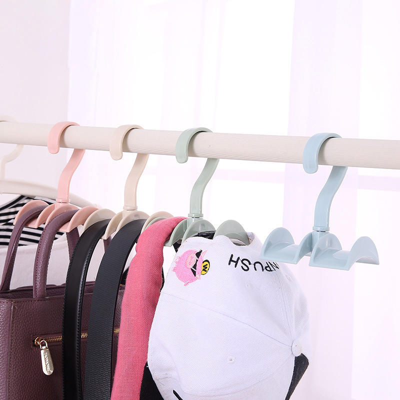Rotated Storage Rack Bag Hanger Plastic Clothes Rack Creative Tie Closet Hanger Wardrobe Organizer - Green