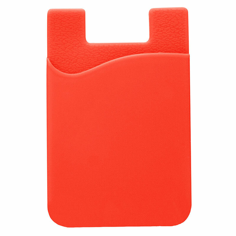 KC-CC01 Adhesive Cell Phone Wallet Silicone Money Credit Card Earphone Holder Stick-on Pouch - Red