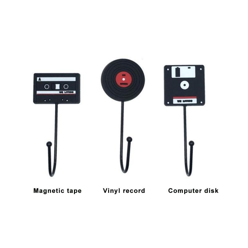 4Pcs/3Ps/2Pcs/1Pc Retro Style Tape Disk Records Style Vintage Wall Door Hook For Clothes Coat Hat Bag Towel Bath Hanger - B