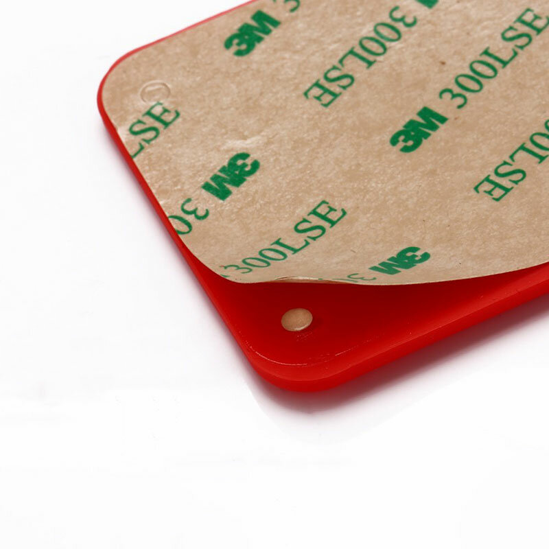 KC-CC01 Adhesive Cell Phone Wallet Silicone Money Credit Card Earphone Holder Stick-on Pouch - Red