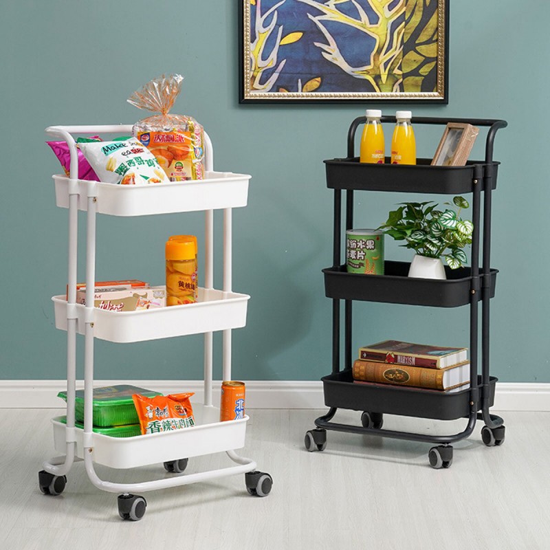 3 Layer Kitchen Storage Rack Shelf with Wheels Sli...