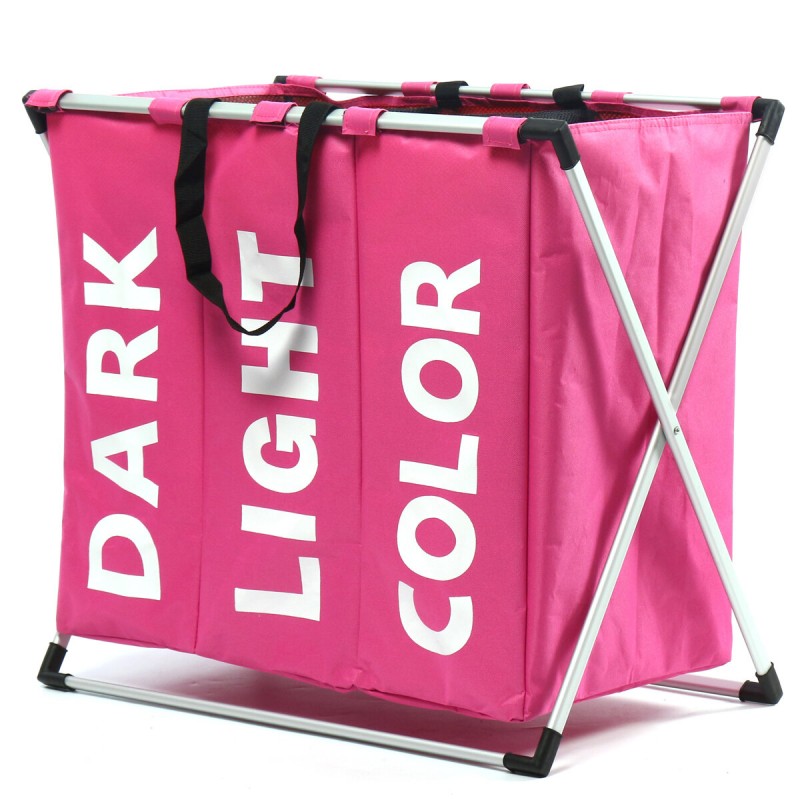 Cloth Lattice Laundry Basket Three Dirty Clothes Home Furnishing Lint Dirty Clothes Storage Baskets -  Pink