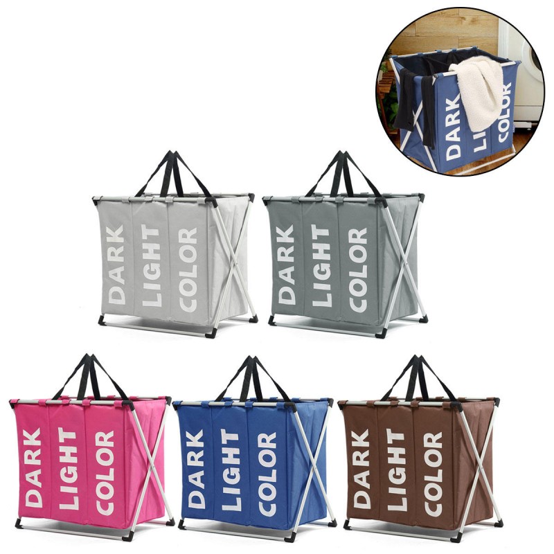 Cloth Lattice Laundry Basket Three Dirty Clothes H...