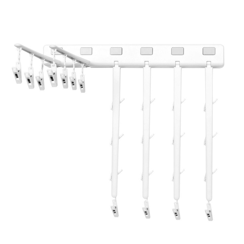 Multi-function Folding Air Dry Rack Hole Free Clothes Rack Balcony Sock Dry Rack for Indoor Clothes Hanger - White