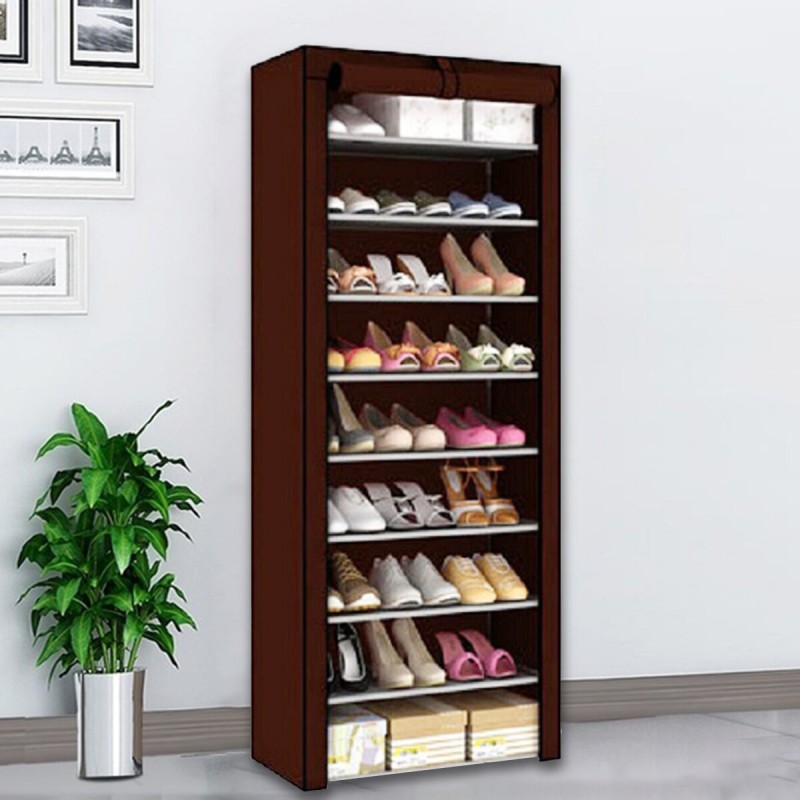 10 Tiers 9 Lattices Shoe Rack Shelf Storage Closet Organizer Cabinet With Dust Cover - #1