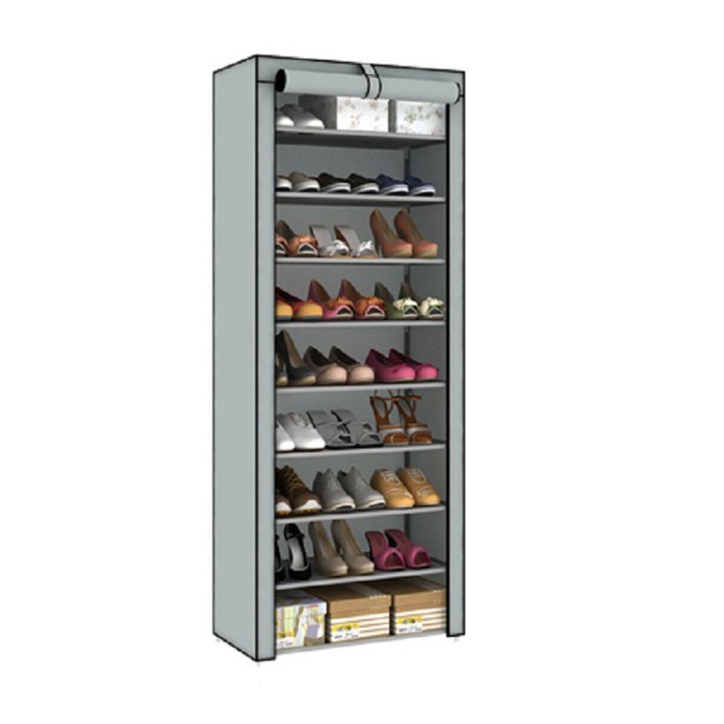 10 Tiers 9 Lattices Shoe Rack Shelf Storage Closet Organizer Cabinet With Dust Cover - #1