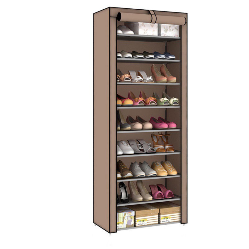 10 Tiers 9 Lattices Shoe Rack Shelf Storage Closet Organizer Cabinet With Dust Cover - #1