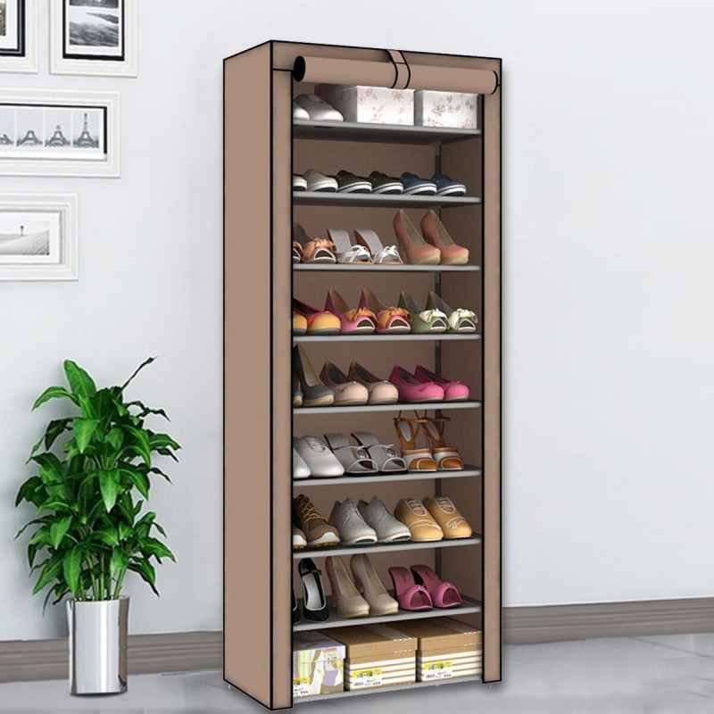 10 Tiers 9 Lattices Shoe Rack Shelf Storage Closet Organizer Cabinet With Dust Cover - #1