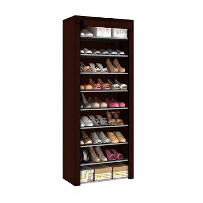 10 Tiers 9 Lattices Shoe Rack Shelf Storage Closet Organizer Cabinet With Dust Cover - #1
