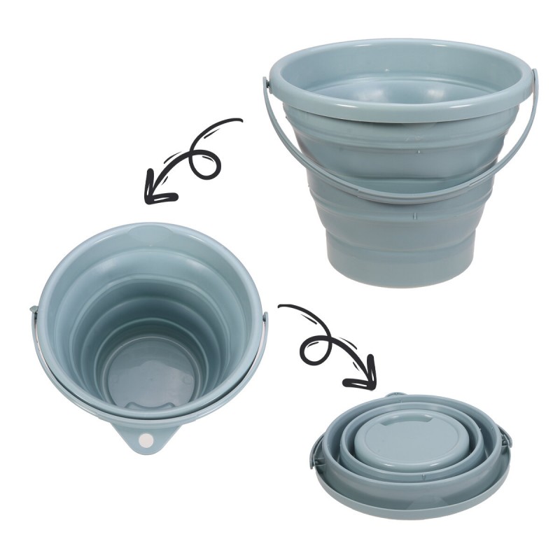 10L Portable Folding Bucket Silicon Bucket Household Laundry Storage Bucket Outdoor Fishing Round Bucket - Blue