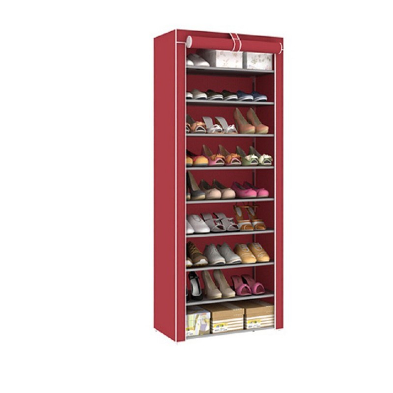 10 Tiers 9 Lattices Shoe Rack Shelf Storage Closet Organizer Cabinet With Dust Cover - #1