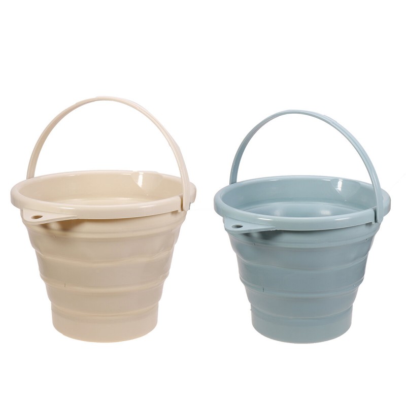 10L Portable Folding Bucket Silicon Bucket Household Laundry Storage Bucket Outdoor Fishing Round Bucket - Blue