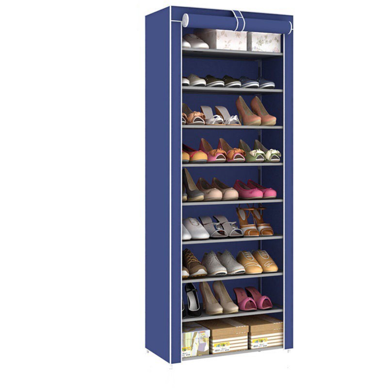 10 Tiers 9 Lattices Shoe Rack Shelf Storage Closet Organizer Cabinet With Dust Cover - #1