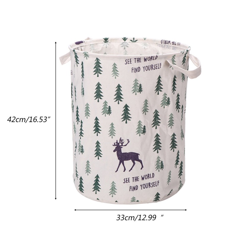 Round Foldable Laundry Storage Bucket Toys Sundries Waterproof Hamper - Jungle Tree