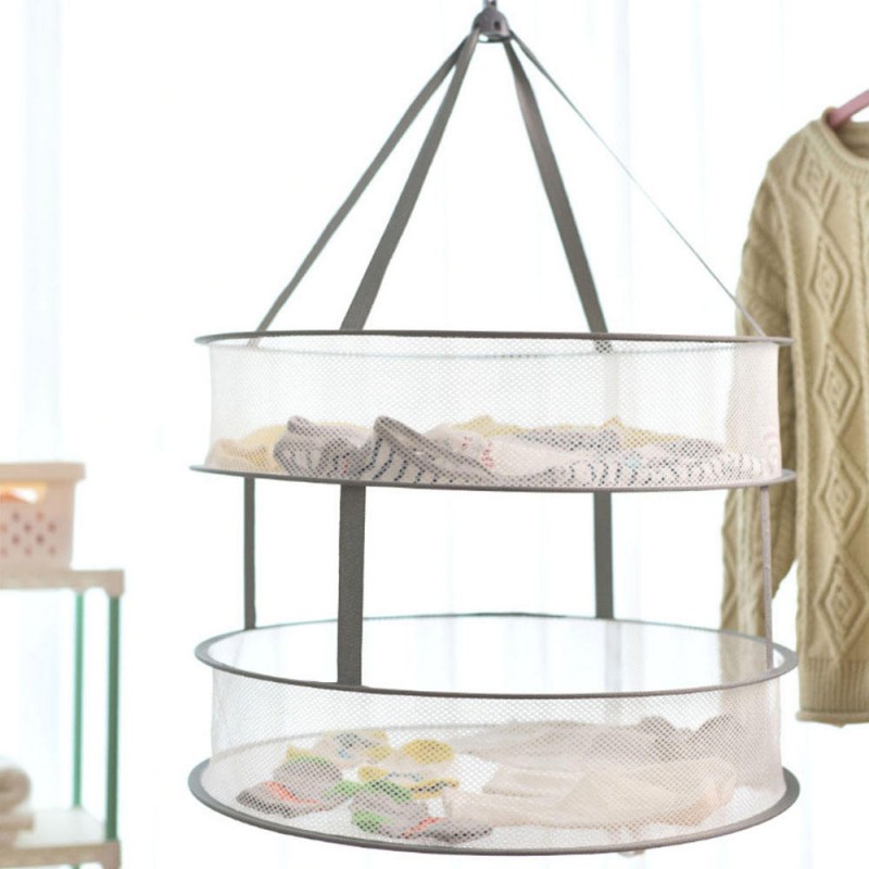 XiTianLong Windproof Double Layers Foldable Clothes Net Dry Rack Mesh Hanger Home Laundry Storage Baskets From 