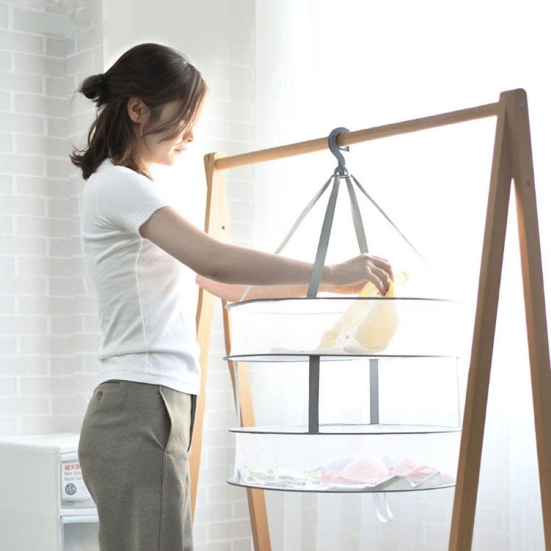 XiTianLong Windproof Double Layers Foldable Clothes Net Dry Rack Mesh Hanger Home Laundry Storage Baskets From 