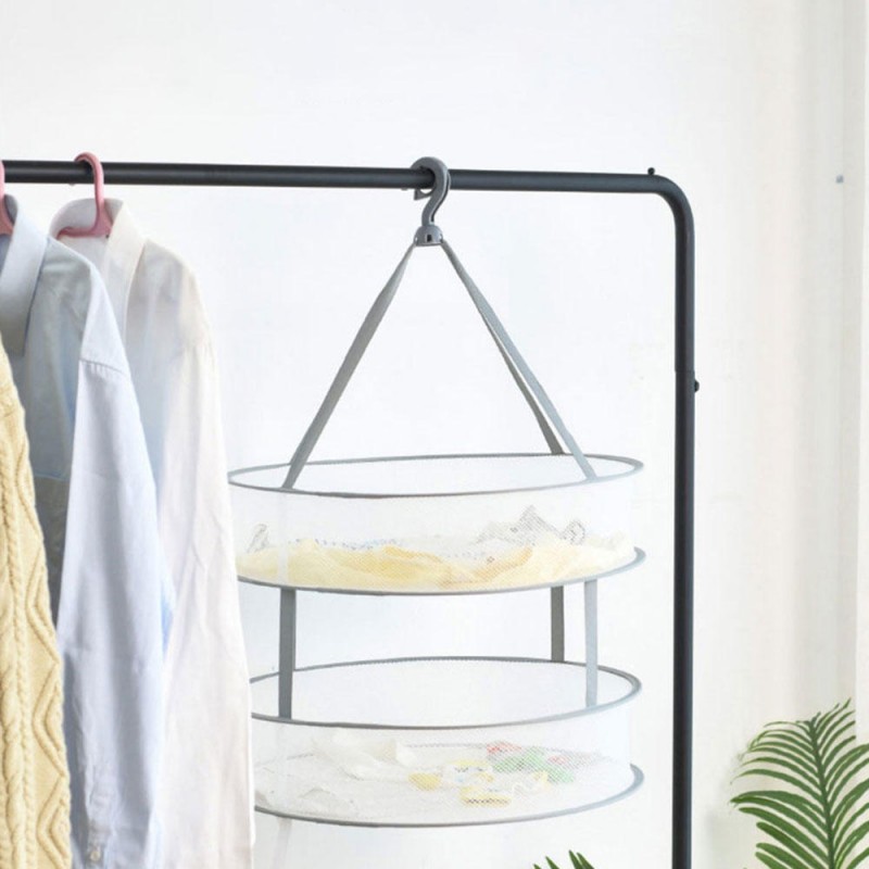 XiTianLong Windproof Double Layers Foldable Clothes Net Dry Rack Mesh Hanger Home Laundry Storage Baskets From 