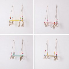 Wall Shelf Wood Round Beads Wall Bookcase Balcony ...