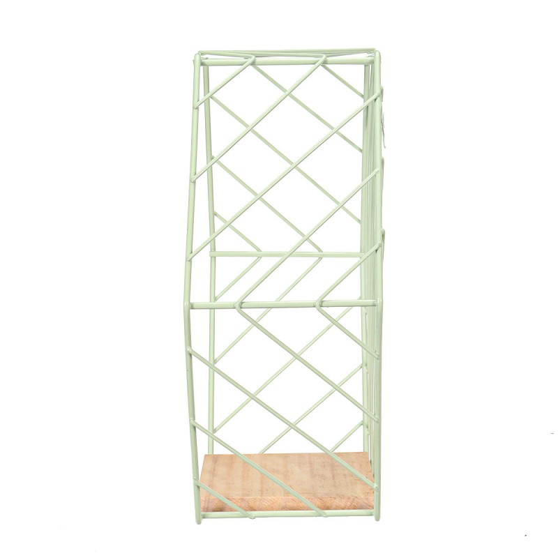 Vintage Wall Unit Retro Wood Industrial Style Metal Shelf Rack Storage Display - Gold