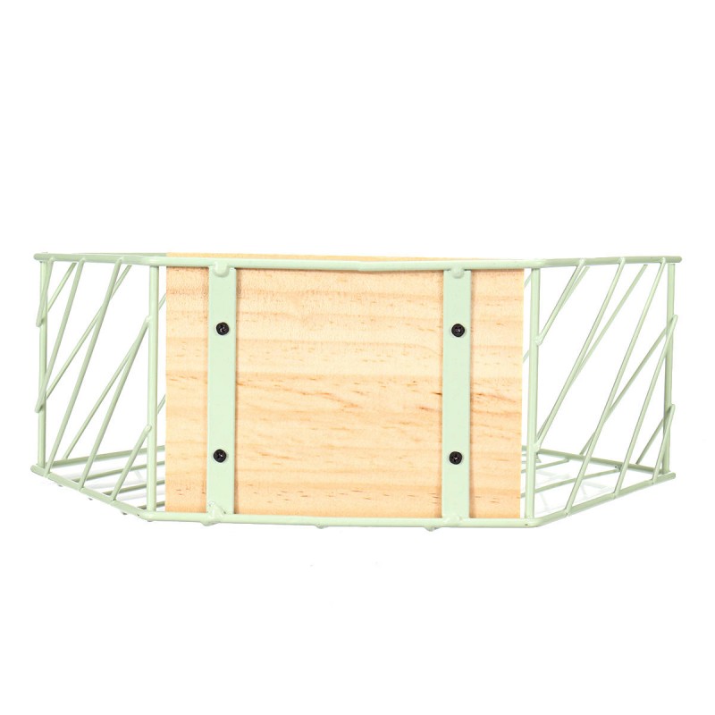 Vintage Wall Unit Retro Wood Industrial Style Metal Shelf Rack Storage Display - Gold