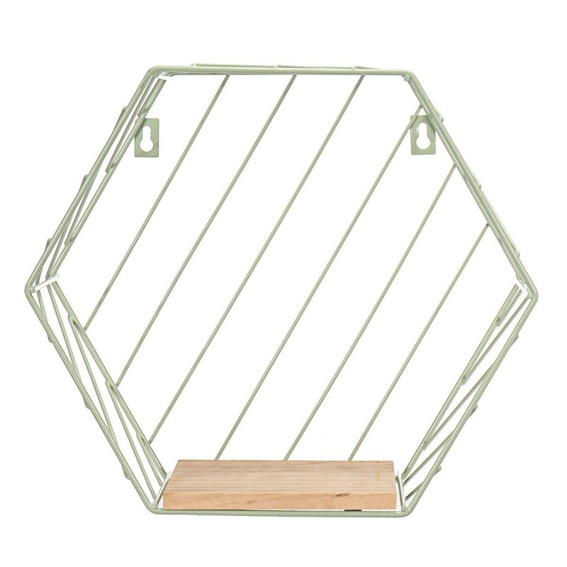 Vintage Wall Unit Retro Wood Industrial Style Metal Shelf Rack Storage Display - Gold