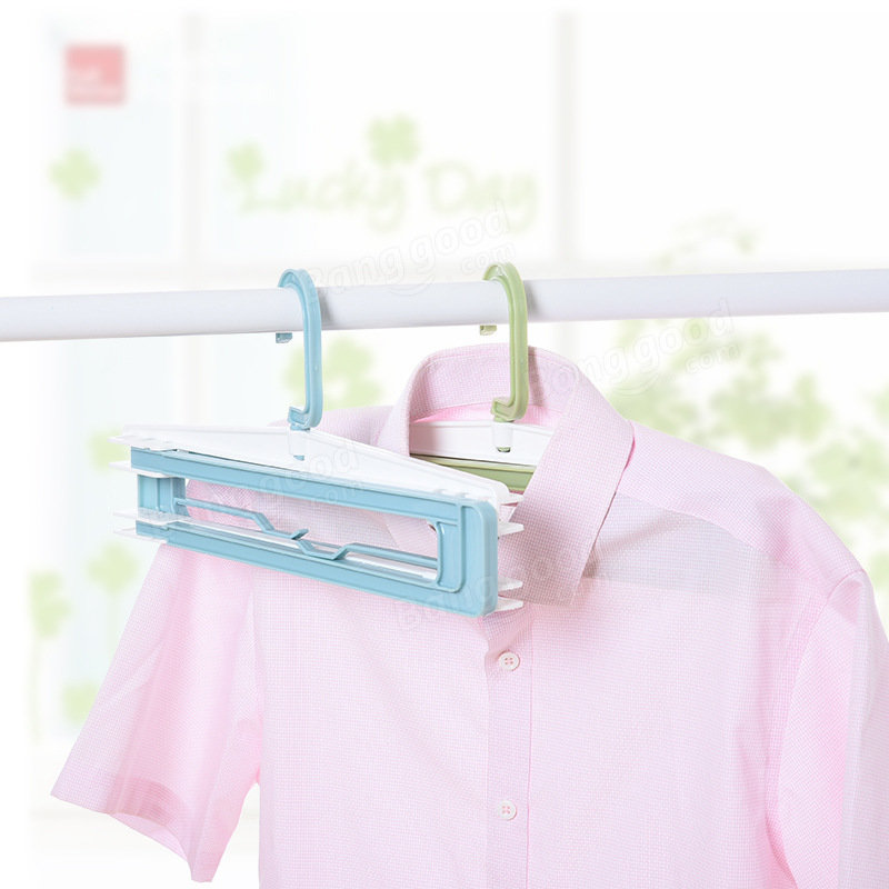 Folding Hanger Cloth Racks Portable Travel Hanger Racks Plastic Drying Racks - Green