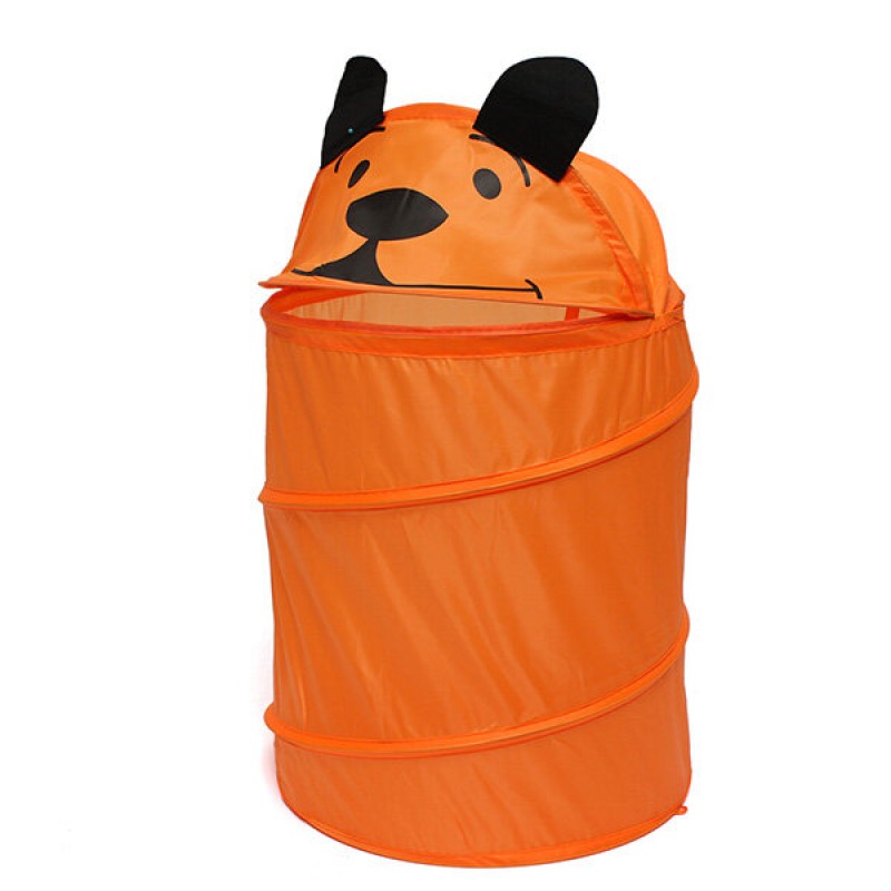32x45cm Foldable Animal Design Laundry Bag Bathroom Dirty Clothes Casket - Orange Bear