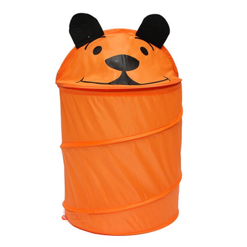 32x45cm Foldable Animal Design Laundry Bag Bathroom Dirty Clothes Casket - Orange Bear