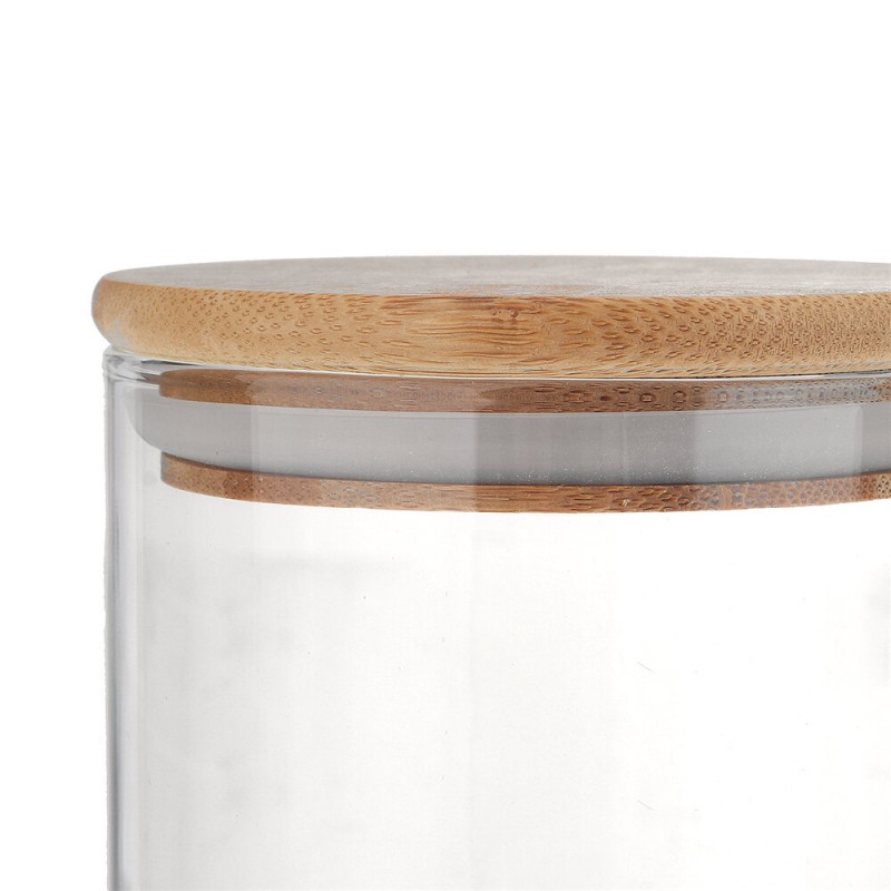 Glass Storage Jar 5 Set Food Storage Containers Airtight Food Jars with Bamboo Wooden Lids - Green Spoon