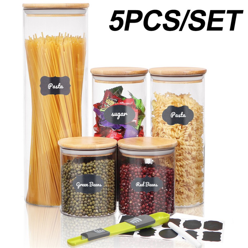 Glass Storage Jar 5 Set Food Storage Containers Ai...